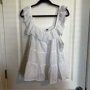 Old Navy White Eyelet Ruffle Tank